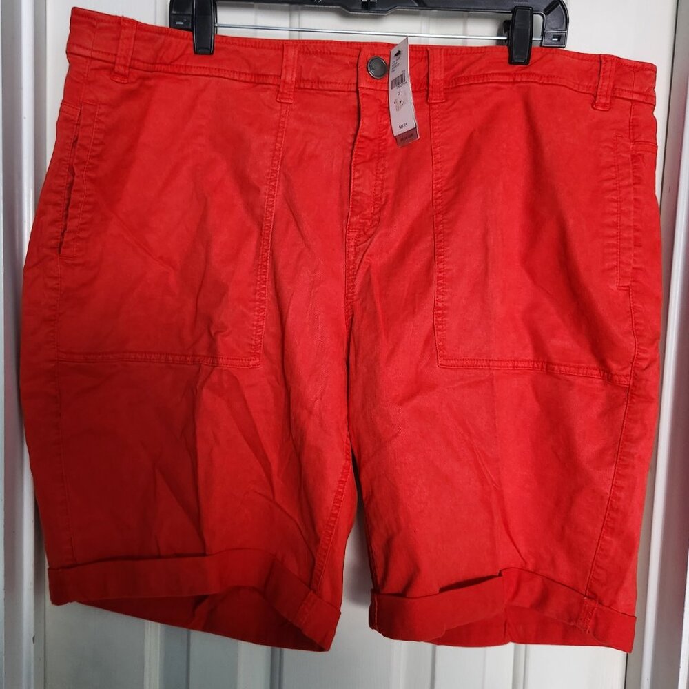 NWT Lane Bryant Womens Orange/Red Bermuda Rolled Cuff Shorts Size 22 New - Picture 6 of 6